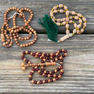 Set of 3 Pray Beads Handmade Tasbeeh Brown Real Wood Beads Tasbeh lot of 3
